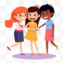 友谊日女孩聚会卡通