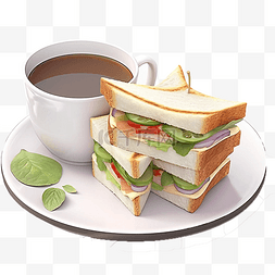 卡通西餐盘子图片_三明治咖啡简单的餐食
