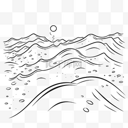 海上水域轮廓草图的插图 向量