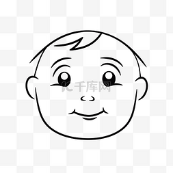 卡通人脸线条图片_婴儿头部轮廓素描的黑白卡通 向