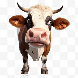 棕色奶牛卡通图片_奶牛牲畜动物立体模型