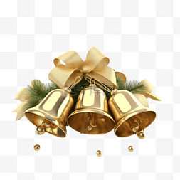 圣诞节多个金色挂件铃铛真实效果