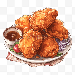 炸炸鸡块图片_食物炸鸡蘸酱图案