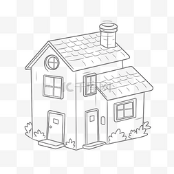 粗d图片_可爱的卡通房子着色页轮廓素描 