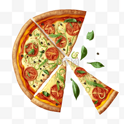 披萨意大利面卡通图片_披萨美食快餐创意卡通插画装饰图