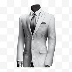 正装西服素材图片_西服套装银灰色领带手绢