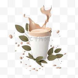 液体咖啡图片_奶茶绿色树叶