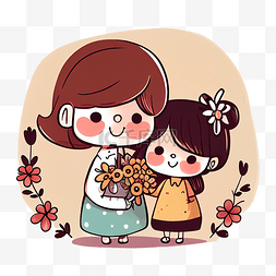 母亲节向日葵卡通