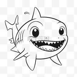 嘴巴微笑图片_卡通鲨鱼着色页与他的嘴巴打开轮