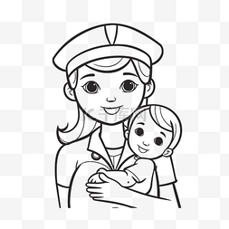 儿童拿图片_穿制服的护理护士拿着儿童轮廓素