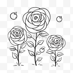 白色玫瑰花朵图片_两朵玫瑰轮廓设计适合儿童年龄素