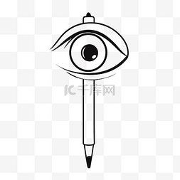 双用眼线笔图片_黑色和白色的眼睛图标与铅笔在手
