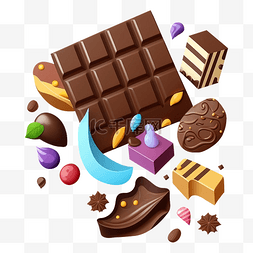 奶油甜品图片_巧克力彩色缤纷图案