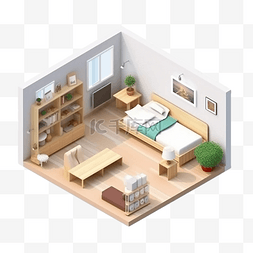 3d家具模型图片_3d房间模型黄色木制地板立体