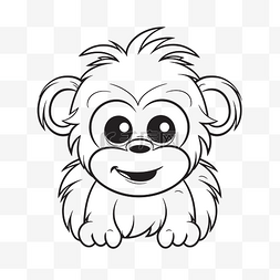 带有大笑轮廓素描的猴子着色页 