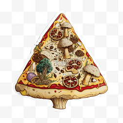 披萨美食快餐卡通创意贴纸图案