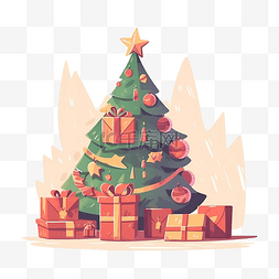 圣诞树可爱卡通插画