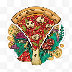 披萨意大利面图片_披萨美食快餐贴纸个性创意卡通插