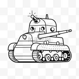 黑白轮廓素描中的坦克着色页 向