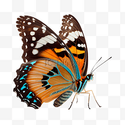 美丽的蝴蝶翅膀图片_蝴蝶蓝色点缀橙色