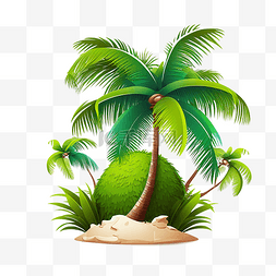 绿色棕榈树图片_植物椰树卡通绿色