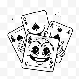 白和黑图片_带有笑脸的纸牌游戏和一些纸牌轮