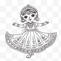 色彩艺术字体图片_印度民间舞蹈彩页与小女孩在印度
