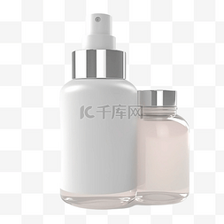 白色瓶子包装样机图片_3d化妆品包装模型