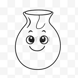 快乐儿童字体图片_卡通快乐柔软的花瓶，上面有一只