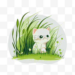 方形镜框图片_草丛可爱卡通猫