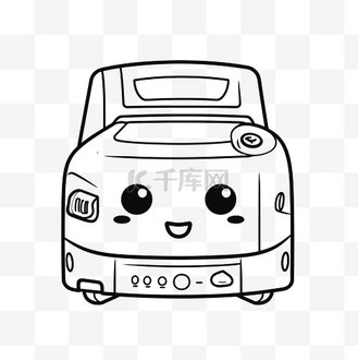 带有灿烂笑容的小型卡哇伊 terek 复印机轮廓素描 向量