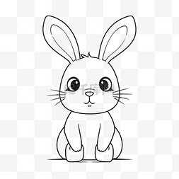 有耳朵和眼睛的可爱兔子轮廓素描