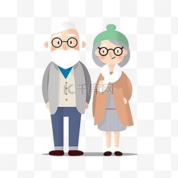 重阳节老人卡通人物图片_祖父母日家庭老年人