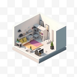 3d房间模型白色柜子床立体