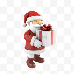 白色礼盒丝带图片_圣诞节老人白色礼盒