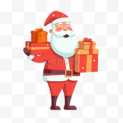 圣诞老爷爷胡子图片_圣诞节老爷爷扛着礼物盒