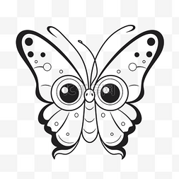 可爱的卡通蝴蝶大眼睛轮廓素描画
