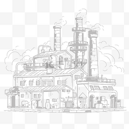 工业厂房轮廓草图的涂鸦 向量