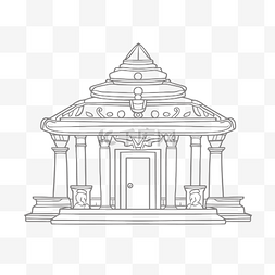 白色背景草图上轮廓的寺庙 向量