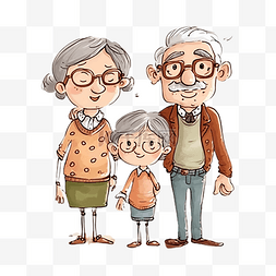 祖父母日插画眼镜