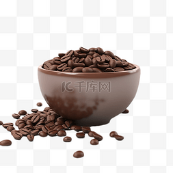 一袋咖啡豆图片_咖啡豆碗棕色