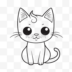 科通可爱图片_可爱的卡通猫着色页与大眼睛轮廓