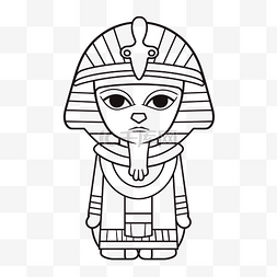 埃及国王卡通人物着色页轮廓素描