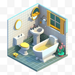 3d房间模型浴室简单图案
