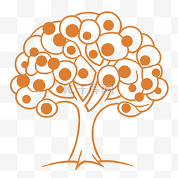 橙黑背景图片_白色背景上橙色圆圈中的树轮廓草