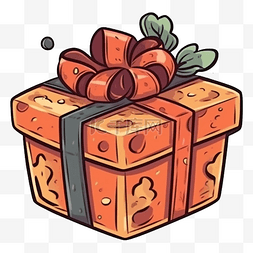 节礼日礼物盒橙色涂鸦图案
