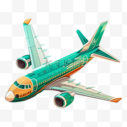 飞机卡通绿色图片_飞机绿色飞行图案