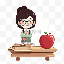 水果教育图片_教师节女孩卡通