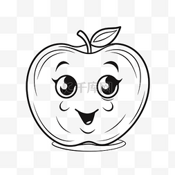 可爱的苹果脸着色页轮廓素描 向