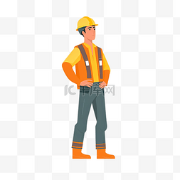 带黄色帽子的工人图片_工人施工绿色
